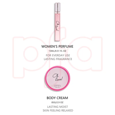 88415, Women's 3 Pcs Set 0.51 oz/15 ml+1.7 oz/50 ml Eau de Parfum 2.9 oz/85 g Body Cream Oh Love! - United Scents Eau de Parfum, 191554884151