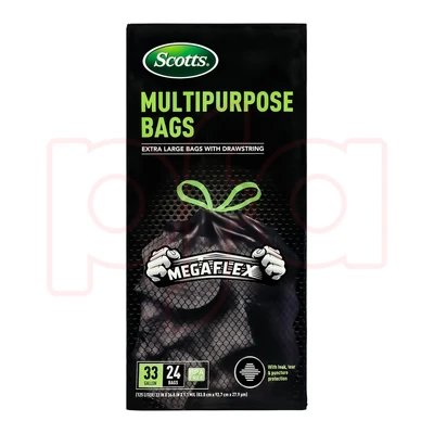 ST-30210, Drawstring Trash Bag Flex 33 Gal 24CT Black - Scotts, 191554302105