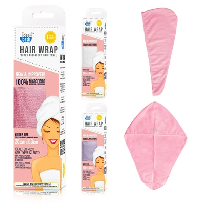73012, Ideal Bath Hair Wrap Towel 1PK, 191554731028