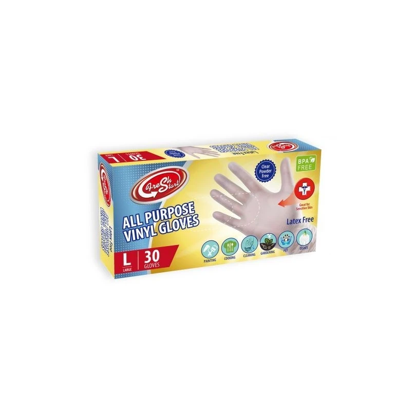 Fresh Start All Purpose Vinyl Gloves 30CT Large