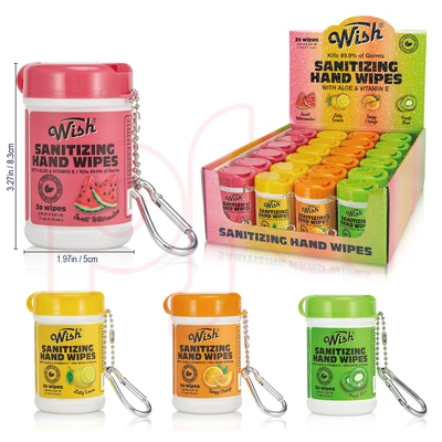 69300, Wish Sanitizing Hand Wipes 20CT Display, 191554693005