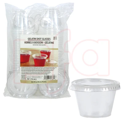 AMS-350617, Amscan 2.5oz Gelatin Shot Glasses with Lids 50-Count, 192937317389