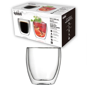 33100, Splash Double Wall Glass Cup 8.5oz 2PK, 191554331006