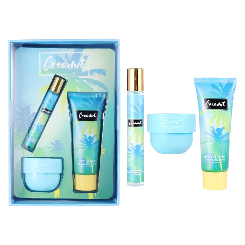 Women's 3pcs Mini Set COCONUT 8ml EDP 50ml Body Lotion 30ml Body Butter