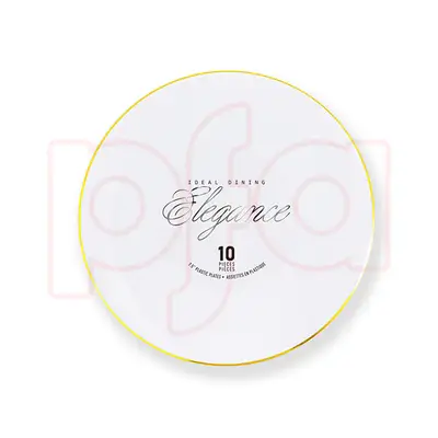 36223, Elegance Plate 7.5" White + Rim Stamp Gold, 191554362239
