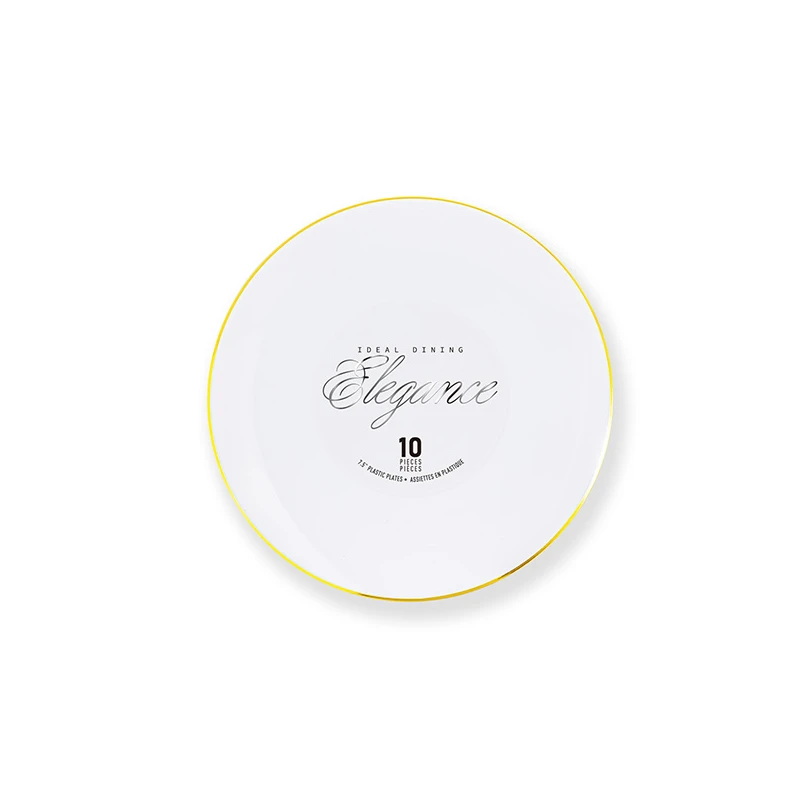 Elegance Plate 7.5" White + Rim Stamp Gold