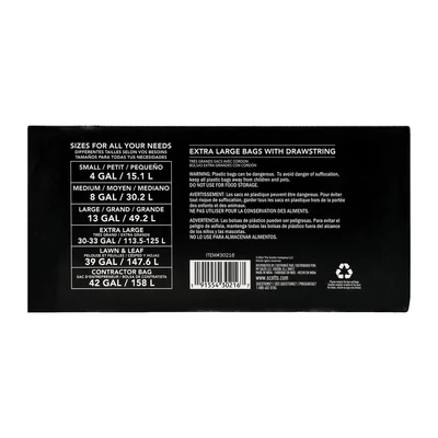 ST-30216, DrawstringTrash Bag Flex 39 Gal 46CT Black Lawn & Leaf - Scotts, 191554302167