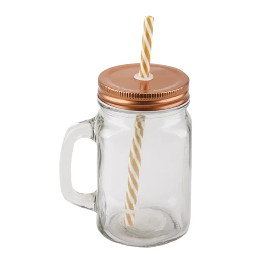 33021, Mason Jar Glass 450ml Rose Gold 1pk, 191554330214