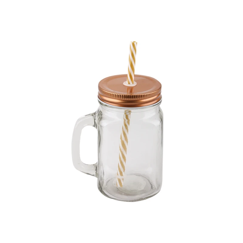 Mason Jar Glass 450ml Rose Gold 1pk