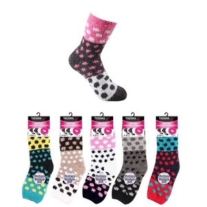 12025, Thermaxxx Fuzzy Socks HD Multi Polka Dots, 191554120259