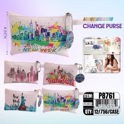 P8761, NewYork Coin Purse 4x Assorted 5.9"x 3.9", 887257287619