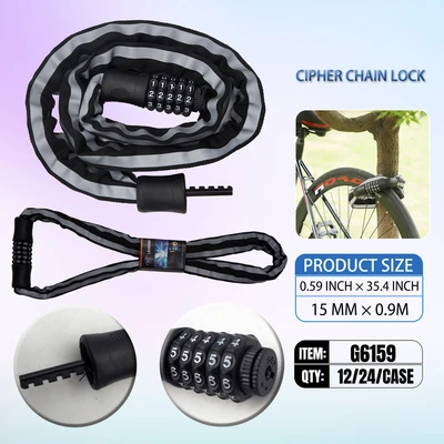 G6159, Bike Metal Chain Lock length 47", 887257461590