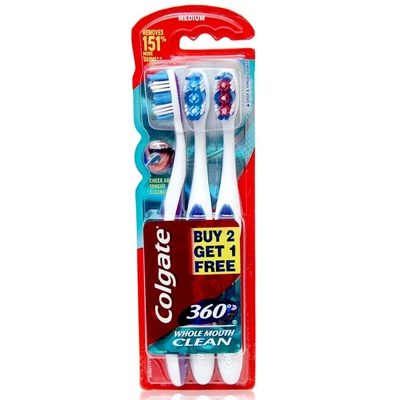CTB-360WM3, Colgate Toothbrush 360 Whole Mouth Clean 3PK, 8901314118264