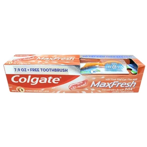 CTP225MF-IP, Colgate MaxFresh 225g 7.9oz + Free Toothbrush Icy Peach, 8850006946121