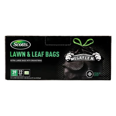 ST-30215, Drawstring Trash Bag Flex 39 Gal 22CT Black Lawn & Leaf - Scotts, 191554302150