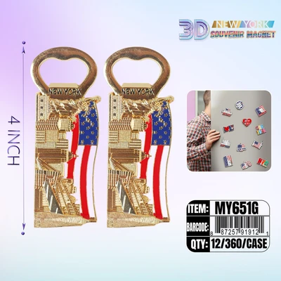 MY651G, New York Souvenir M. Metal Magnet Gold, 887257919121