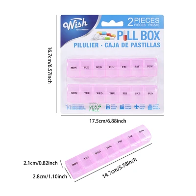 46105, Wish 2-Piece 7 Compartment Pill Box Set, 191554461055