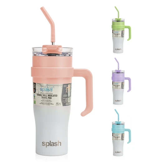 58233, Splash Bottle Stainless Steel Travel Mug 40oz 2 Tone, 191554582330