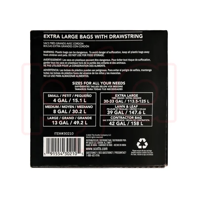 ST-30210, Drawstring Trash Bag Flex 33 Gal 24CT Black - Scotts, 191554302105