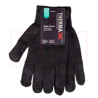 11104, Thermaxxx Winter Magic Glove Black Only w/ Grip Dots, 191554111042