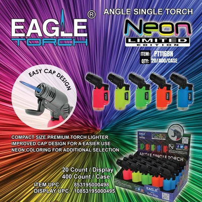 PT116BN, EAGLE TORCH NEON MINI-ANGLE V2 SAFE-STOP, 10853195000495