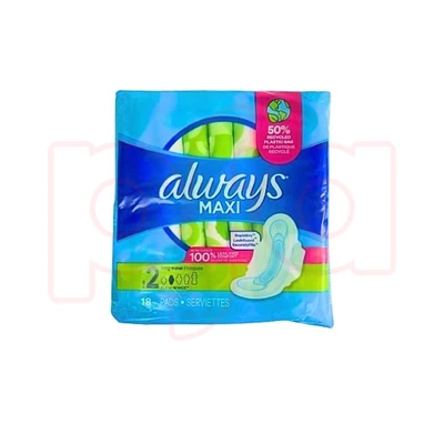 AM18LUS, Always Maxi 18ct Size 2 Super Long Unscented, 3700087338