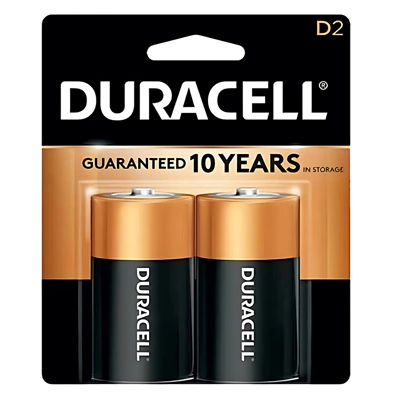 DC2D, Duracell Coppertop D Batteries - 2 Pack Alkaline Battery, 041333213019