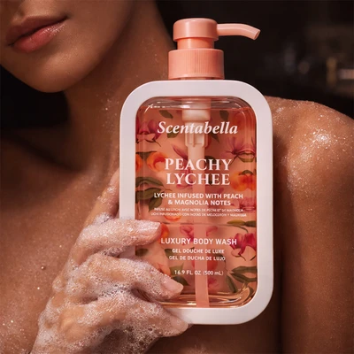 60658, Scentabella Body Wash 16.9oz – Peachy Lychee, 191554606586