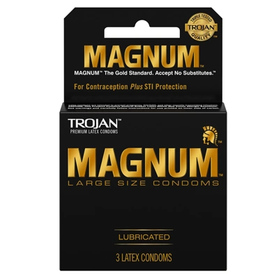 TROJ3-MAG, Trojan Condoms 3 Count Magnum Lubricated