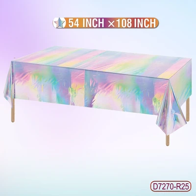 D7270-R25, Metallic Table Cover Rainbow.54"x108", 887257572784