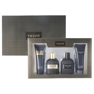 89340, Men's 4pcs Large Gift Set  VALIANT 4.1fl.oz/120ml×2 Body Lotion 3.4fl.oz/100ml×2 EDP, 191554893405