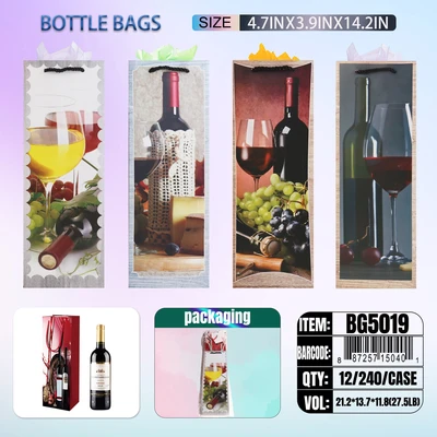 BG5019, General Bottle Bags Ast.4-Styles 4.7"x3.5"x13.8", 887257150401