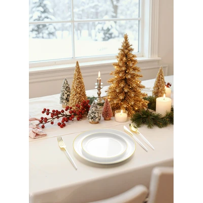 OL36451, Elegance Party Party Dinnerware Set 140pc – White/Gold
