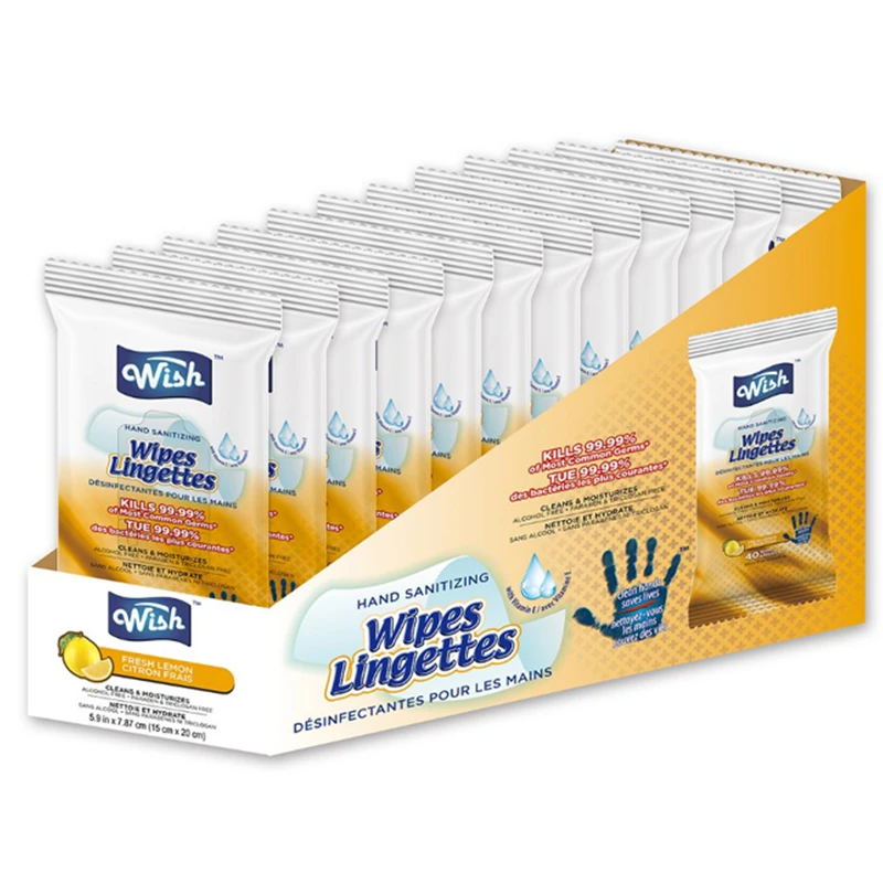 Wish Hand Sanitizing Wipes Bag 40CT Lemon
