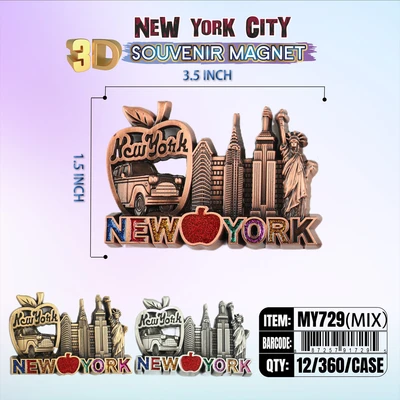 MY729, New York Souvenir M. Metal Magnet, 887257917295