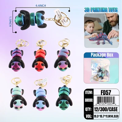 FD57, 3D Printed Keychain Panda, 887257100574