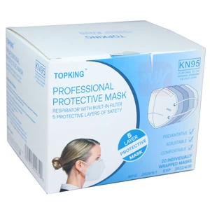 MASK-KN95TK, Face Mask KN95 20pcs Box TopKing White (individual bag)