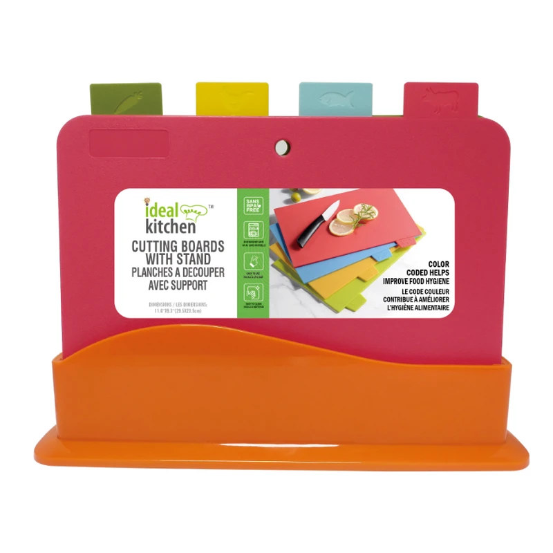 Ideal Kitchen 4PK Cutting Board with Stand