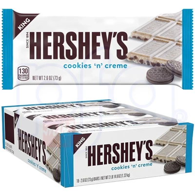 HERS19639, Hershey's Cookie n Creme King Bar 2.6oz (73g) PDQ, 034000196401