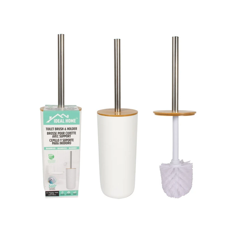 Ideal Home Stainless Steel Toilet Brush w/ Bamboo Lid