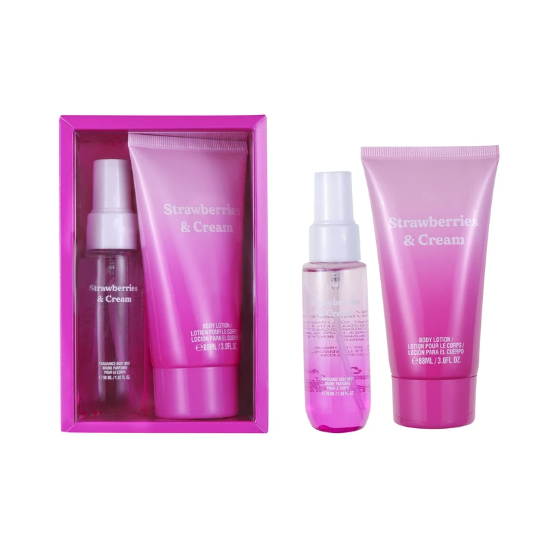 Women's 2pcs Set STRAWBERRIES & CREAM1.02oz/30ml Body Mist 3oz/88ml Body Lotion