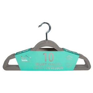 45009, Ideal Home Velvet Hanger 10PK Grey Chrome Hook, 191554450097