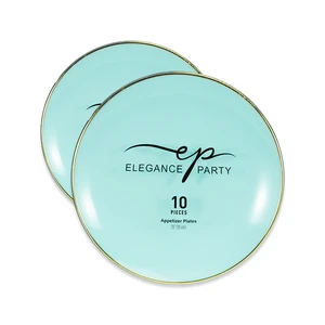 36330, Elegance Party Curve 10PK 7.5" Dinner Plate Mint+Gold, 191554363304