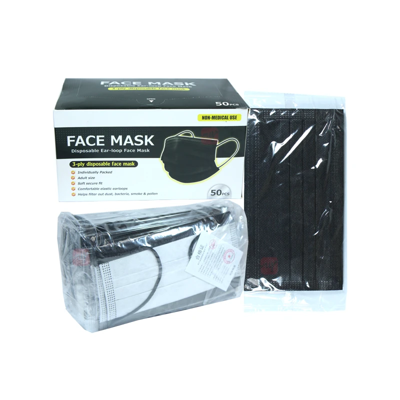 FSI Disposable Face Mask 50 count Black Ind. wrapped