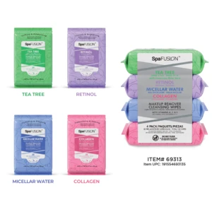 69313, Spa Fusion make up remover cleansing wipes 4 pack, 191554693135