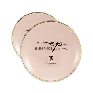 36314, Elegance Party Curve 10PK 7.5" Dinner Plate Blush+Gold, 191554363144