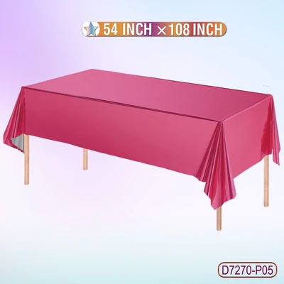 D7270-P05, Metallic Table Cover Hot Pink.54"x108", 887257572715