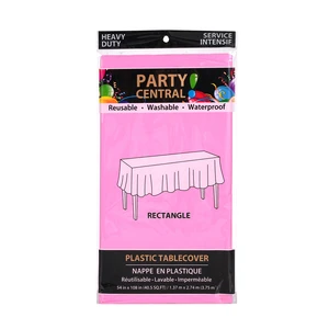 50005, Party Central Heavy Duty Rectangle Plastic Tablecover - Pink, 191554500051