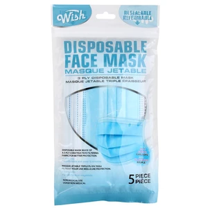 23109, Wish Disposable Face Mask 5Pcs Print Bag, 191554231092