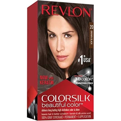 CS20, Revlon ColorSilk Hair Color #20 Brown Black, 309978695202
